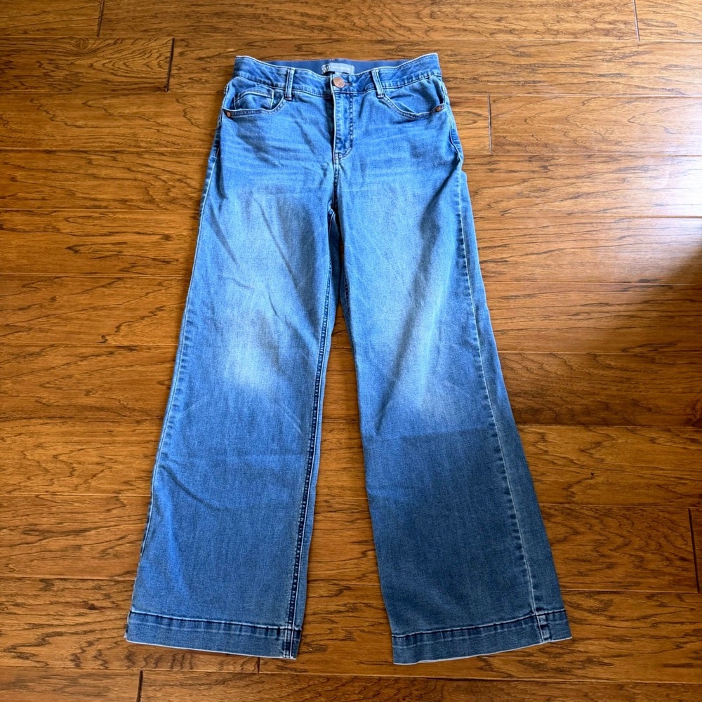 Wit and Wisdom Sam Jeans Wide Leg Absolution Blue Denim Stretch SZ 10 31" Inseam